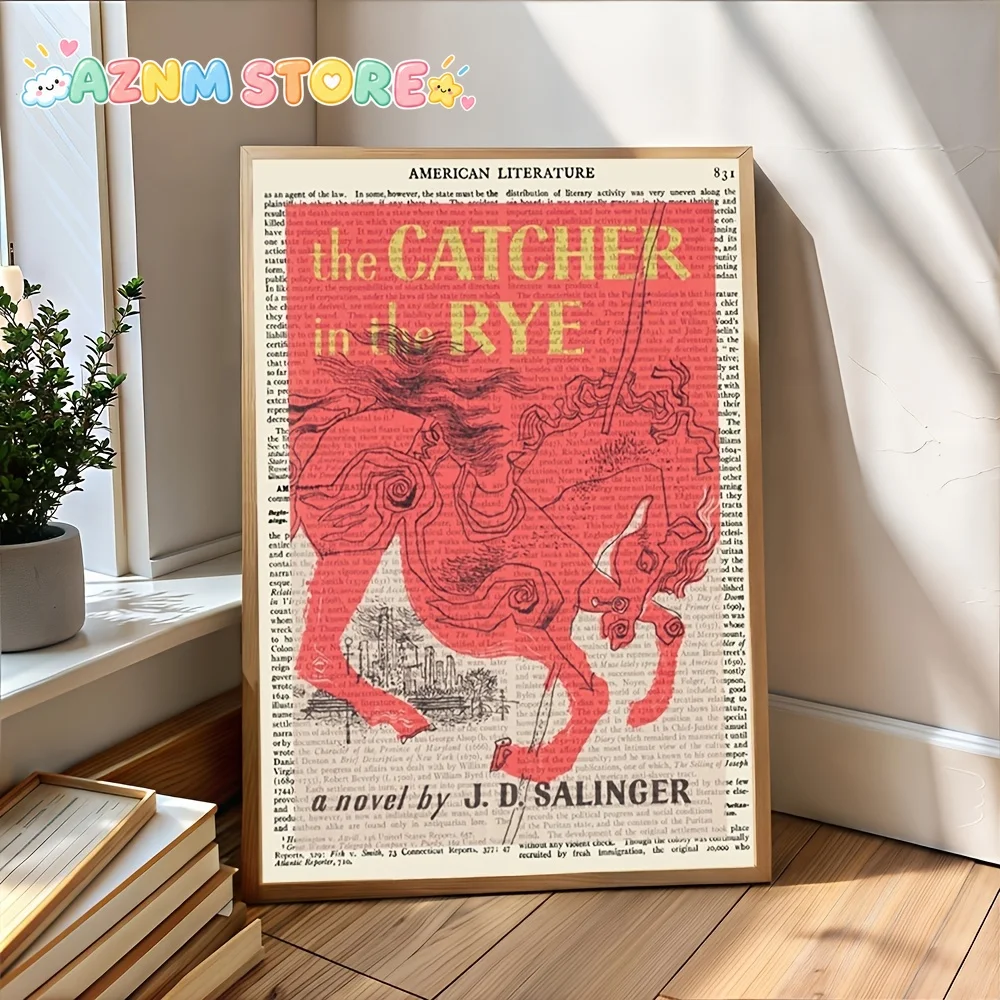 1PC 2D Flat  , Frameless, J.D. Salinger'S The Catcher in The Rye Book Cover Art Print, Literary Barrier Art Print, Gift for E