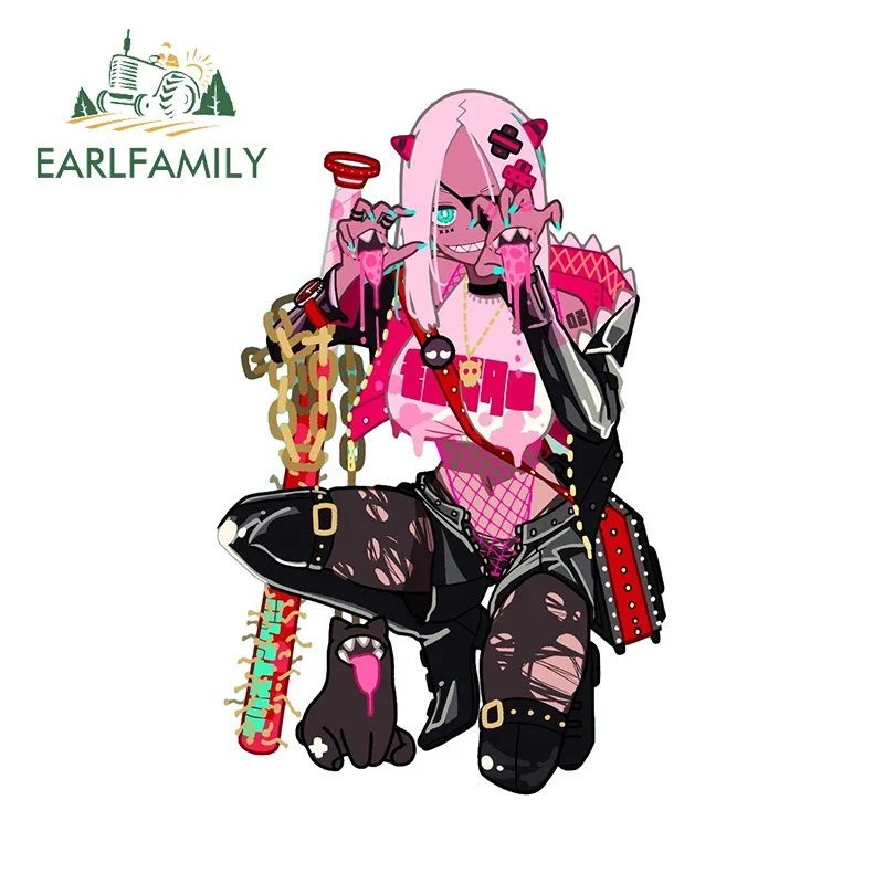 

EARLFAMILY 13cm x 8.3cm Retro Brown Woman Car Stickers Refrigerator Demon Amusing Anime Decal Personality Windshield Decor