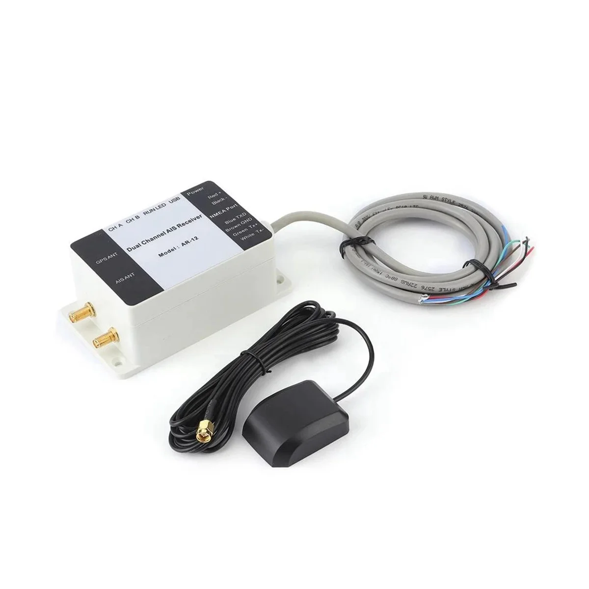 AR-12 Dual Channel Electronics AIS Receiver W/ GPS Antenna GPS USB Yacht Steamship NMEA Port Navigator for Marine