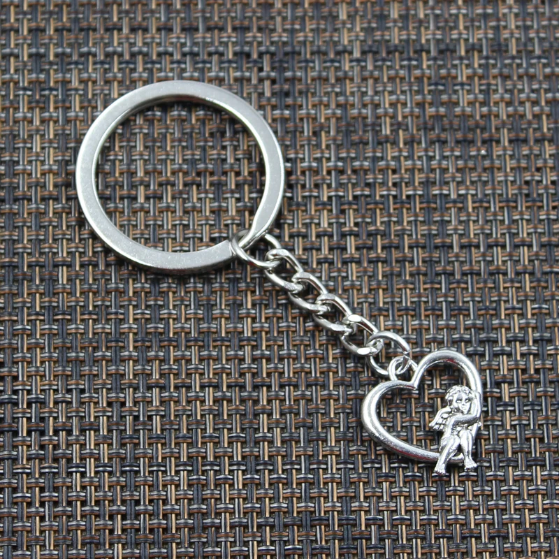 Fashion Keychain 20x18mm Heart Lover Angel Cupid Pendants DIY Men Jewelry Car Key Chain Ring Holder Souvenir For Gift