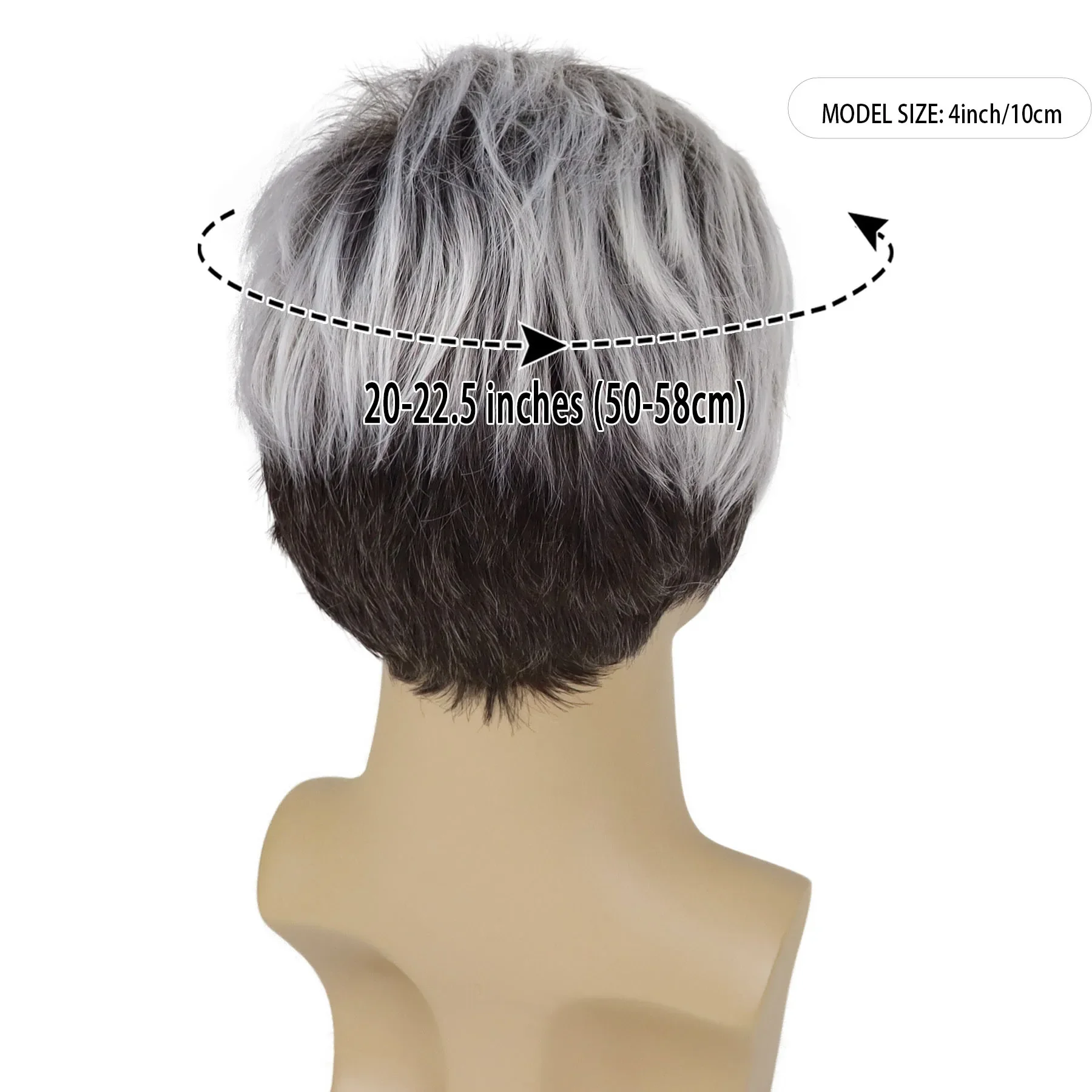 Synthetic Hair Wigs Short Haircuts Men Mix Grey Wig with Bangs Blanche Wig Older Man Cosplay Costume Wigs Ombre Gray Wig Male