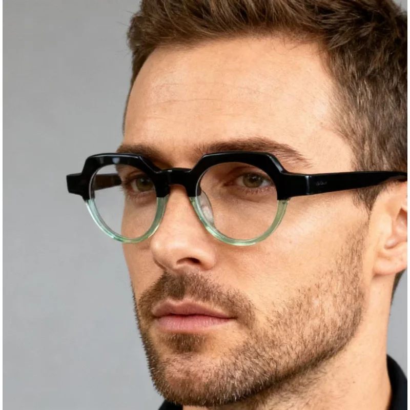 กรอบแว่นตาสีเรโทรสำหรับผู้ชาย แว่นตาอะซิเตท แว่นสายตาสั่งตัดได้ รุ่นแฟชั่นสำหรับผู้หญิง สไตล์สตรีท