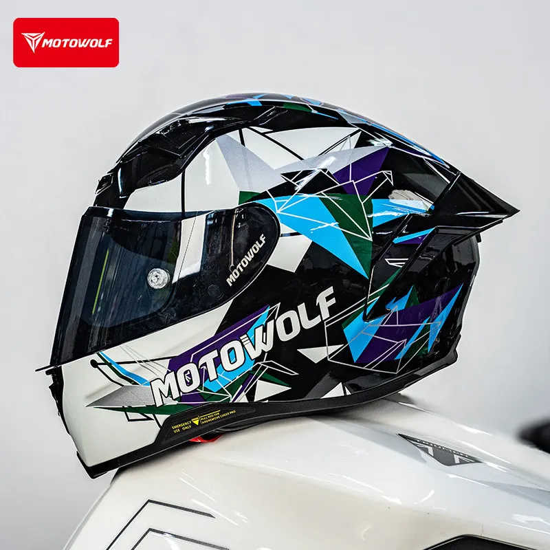 

MOTOWOLF Small Tail Motorcycle Helmet Men Women Locomotive Full Helmet Lightweight cascos para moto racing Helmet H1