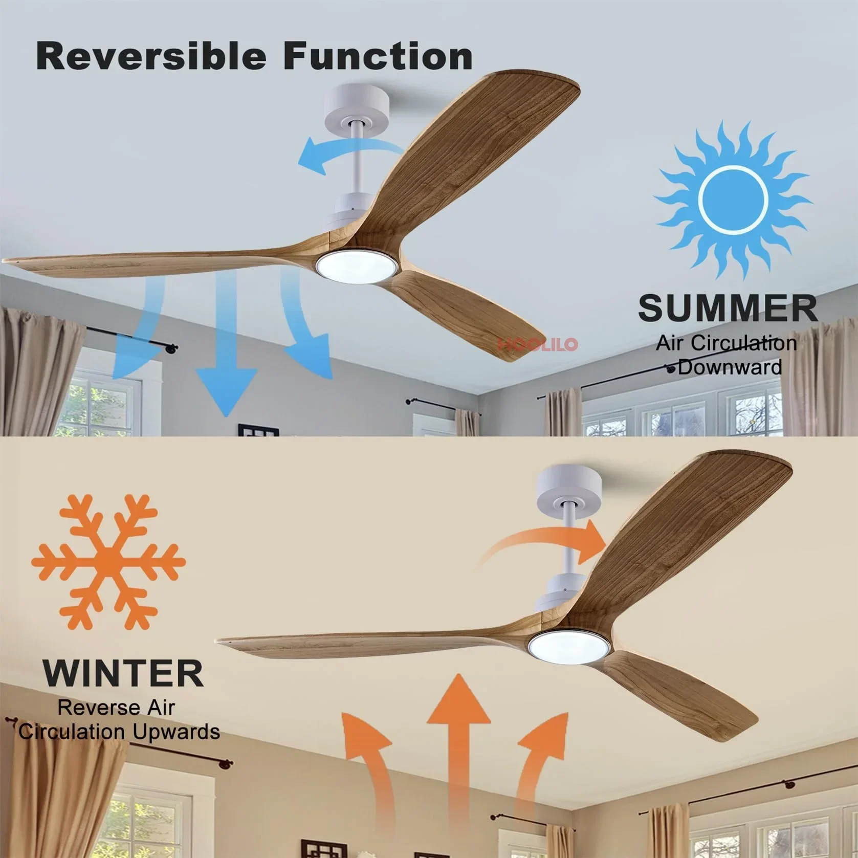 New solid wood fan light 42 52 60 inch remote control silent natural wood ceiling fan with light DC motor ventilation 110v 220v