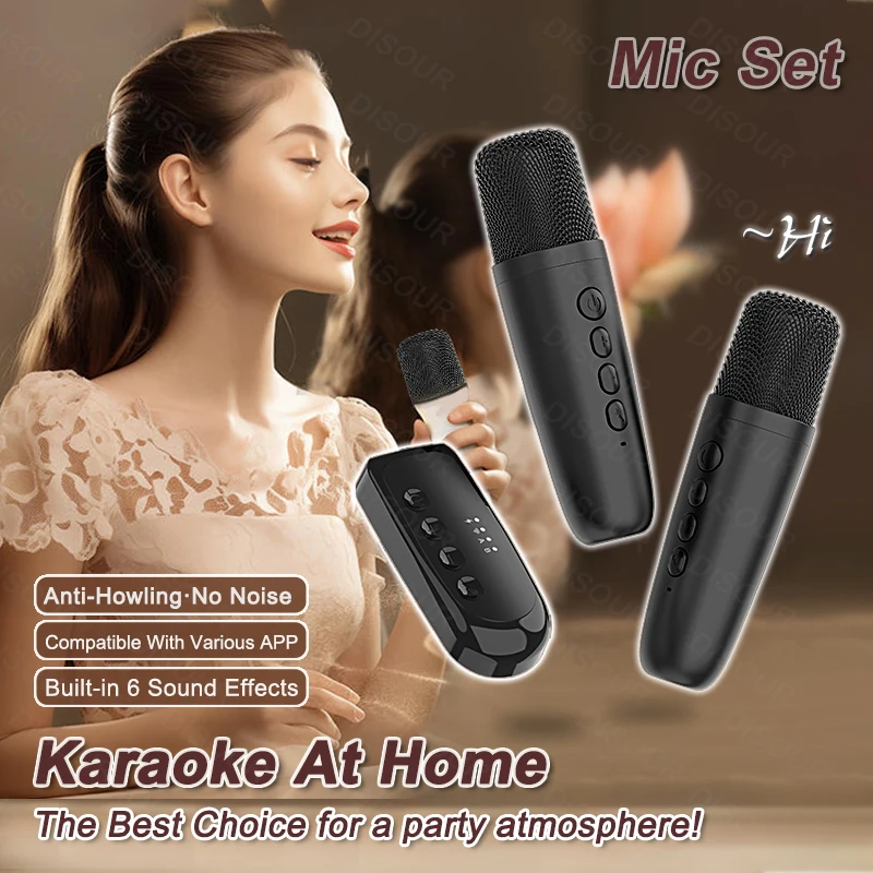 Wireless Karaoke Companion Bluetooth 5.3 Dynamic Microphone KTV DSP Mixer System 3.5MM AUX Type-C Amplifier Host For Speaker Car