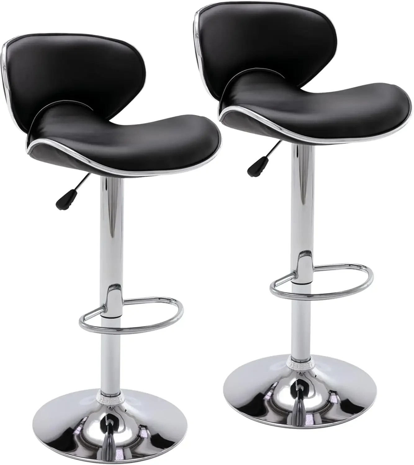 Direct PU Leather Adjustable Bar Stools, Modern Swivel Airlift Barstools with Back, Armless Counter Height Chair