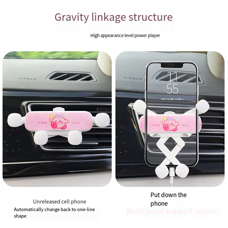 Cartoon Sanrios Car Phone Holder Anime Kuromi Figure Kawaii New Car Dedicated Dashboard Suction Cup Navigation Fixed Support