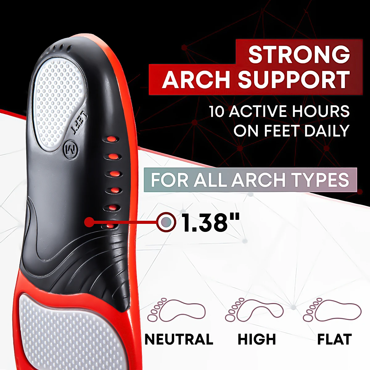 Premium Silikon-Gel-Einlegesohlen für Schuhe Herren Damen Orthopädische Gewölbestütze Sport-Einlegesohlen für Plattfüße Plantarfasziitis Schuhsohle – Detail 3