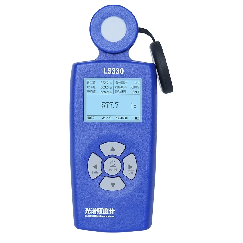 LS330 Spectral Illuminance Meter Luxometer Light Meter Digital CCT UVI CRI Ra Lx FC Flicker Frequency 0.1Lux