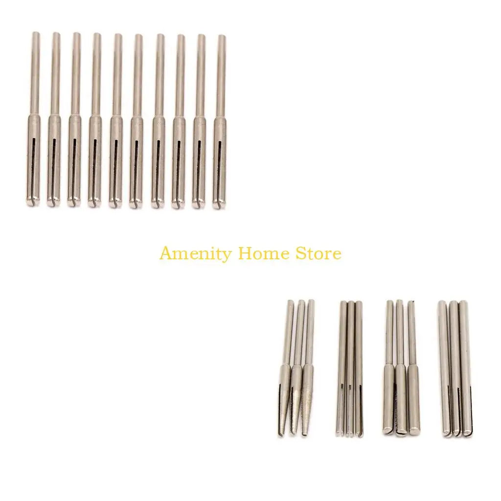 F26C 10/12x 2.35/3mm Shank Sandpaper Clamp Split Mandrel Long Abrasive Holder Clip Rod Carved Point for  Rotary Grinder