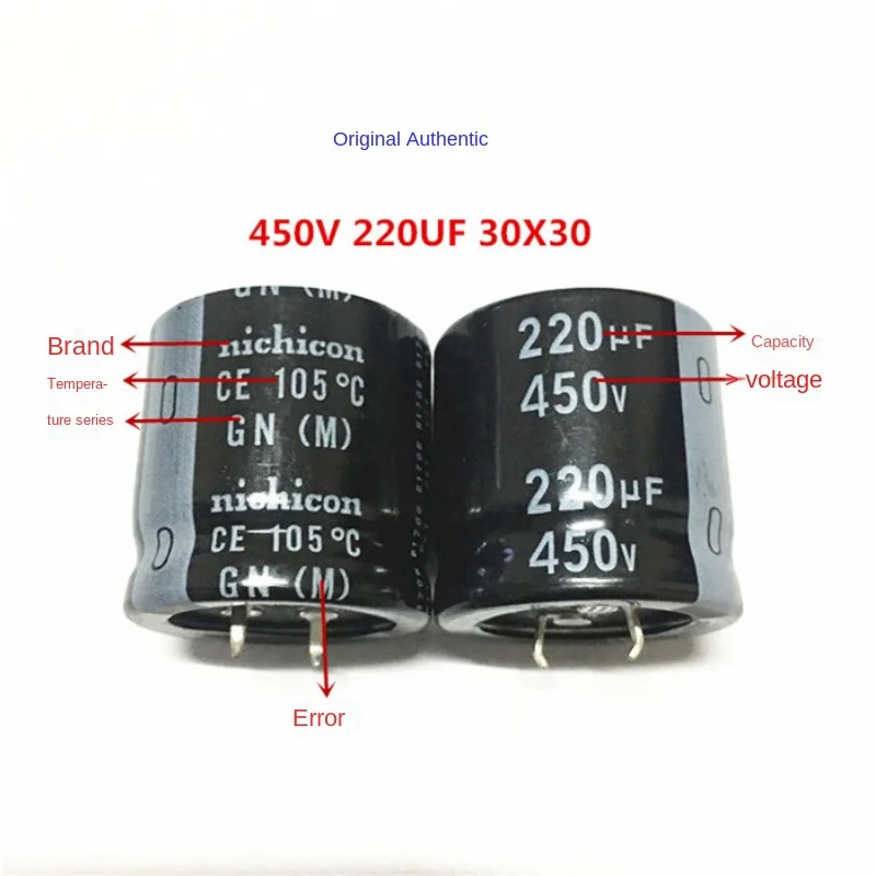 (1PCS)450V220UF 30X30 nichicon electrolytic capacitor 220UF 450V 30*30 GN 105 degree capacitor.