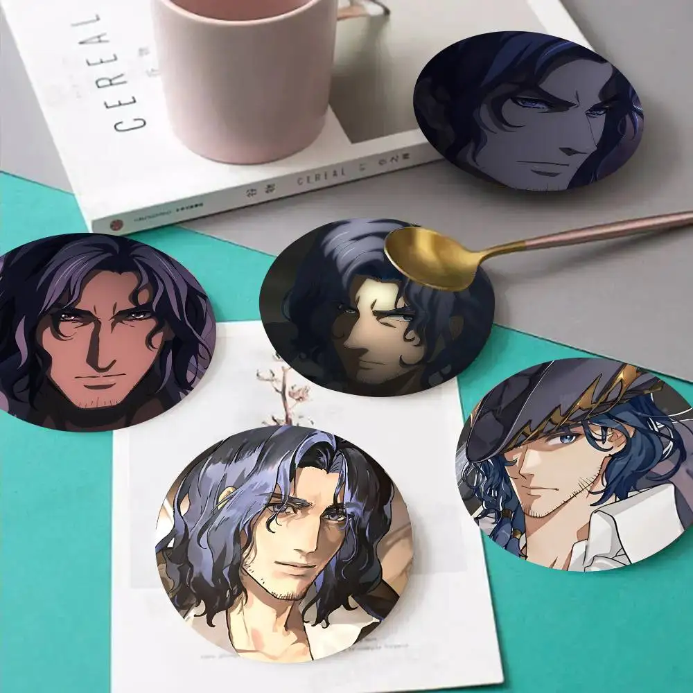 1pc Anime L-ord Of My-steries A-lger W-ilson Wooden Coaster Colour Printing Cup Mat Home Desk Decoration Gifts