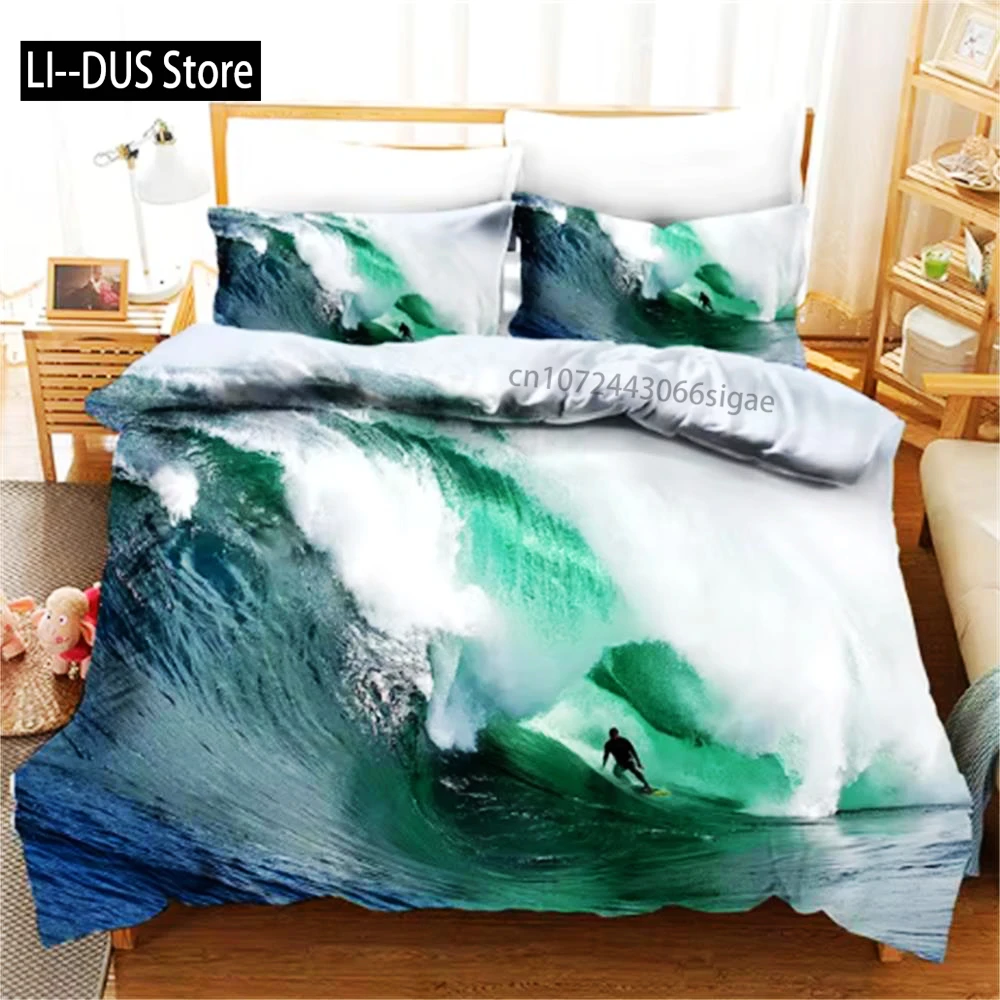 

Summer Surf Seaside Vacation Duvet Cover Blue Water Comforter Bedding Set For Adults Queen Size 3d Quilt Bed Set Linening Bed