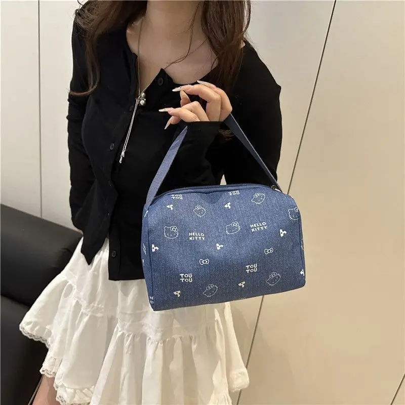 حقيبة مستحضرات التجميل هالو كيتي للنساء حقيبة مستحضرات التجميل كاوبوي ماكياج مقبض الحقيبة السفر الضروري حقيبة أدوات الزينة Kawaii حمام دش حقيبة #4