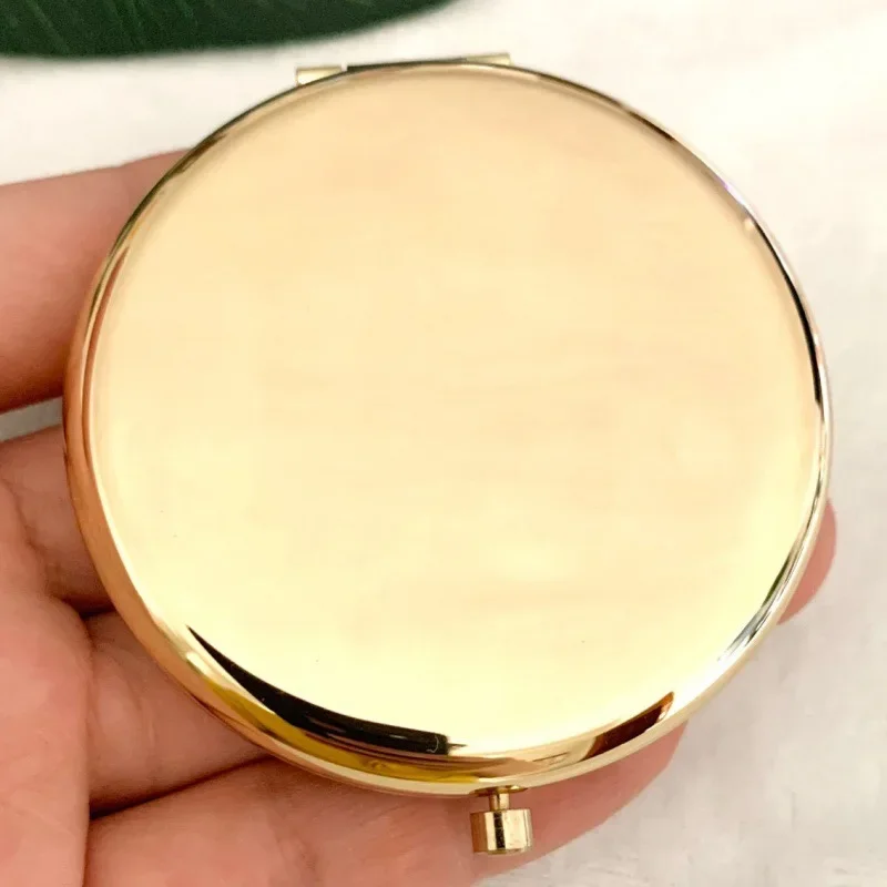 Espejo de maquillaje portátil, espejo de bolsillo emergente de doble cara, estuche redondo de Metal de Color plateado, rosa y dorado, herramientas de espejo cosmético de belleza