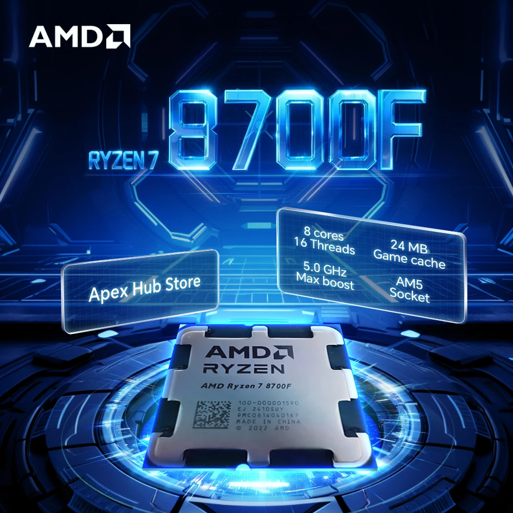 

НОВЫЙ 8-ядерный 16-поточный процессор AMD Ryzen 7 8700F AM5 65 Вт 4NM L3 = 16M, подходит для игрового процессора B650 4,1 ГГц R7 8700F DDR5 без вентилятора