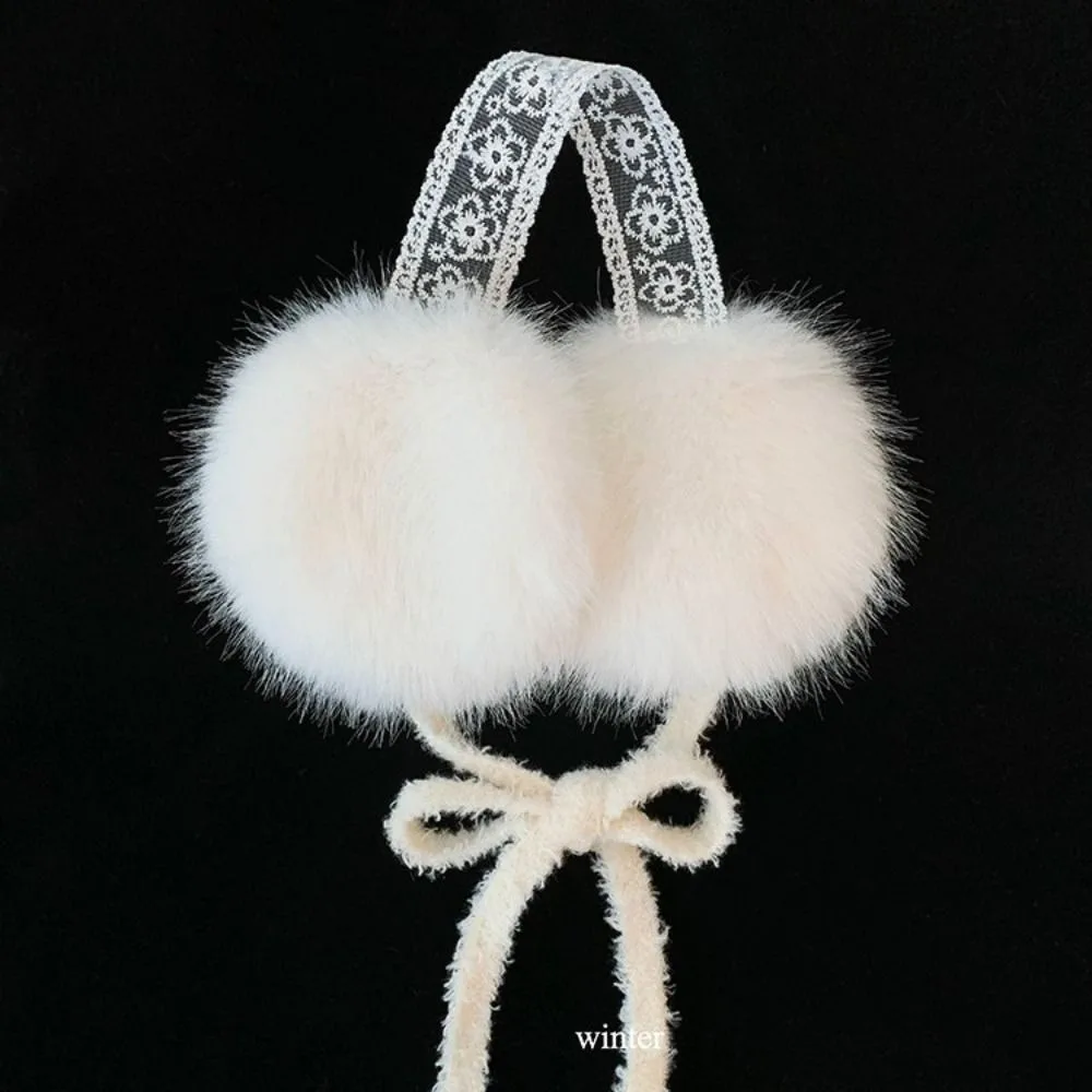 Cute Ear Cap Lace Plush Earmuffs JK Headwear Cold Proof Ear Cover Windproof Thicken Warm Ear Muffs Riding