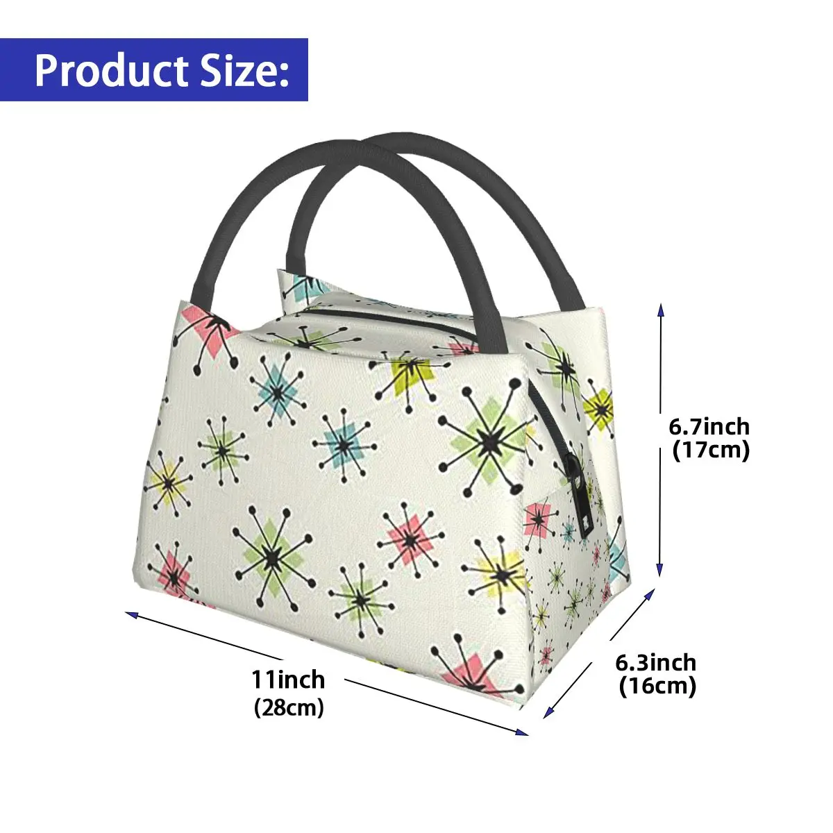 Atomic Era Graphic Insulated Lunch Bag for Women Picnic Storage Food Boxes Portable Container Cooler Thermal Lunch Box Tote