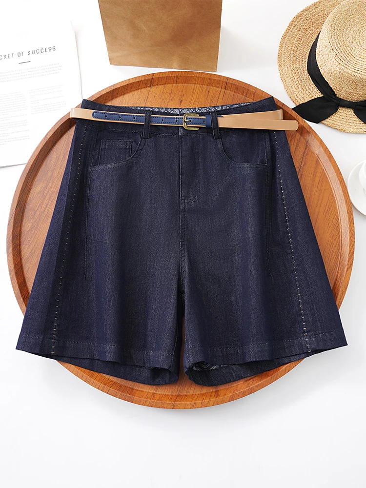 

High Waist Loose A-Line Short Jeans Women's Summer Thin New Style Dreamy Elegant Commuter Style Korean Version Wide Leg Pants