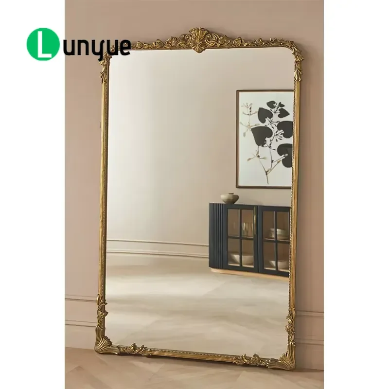 Customizable Large Full Body Floor Mirror Oversized Baroque Gold Vertical Wall Mounted Decorative Mirror for Living Room