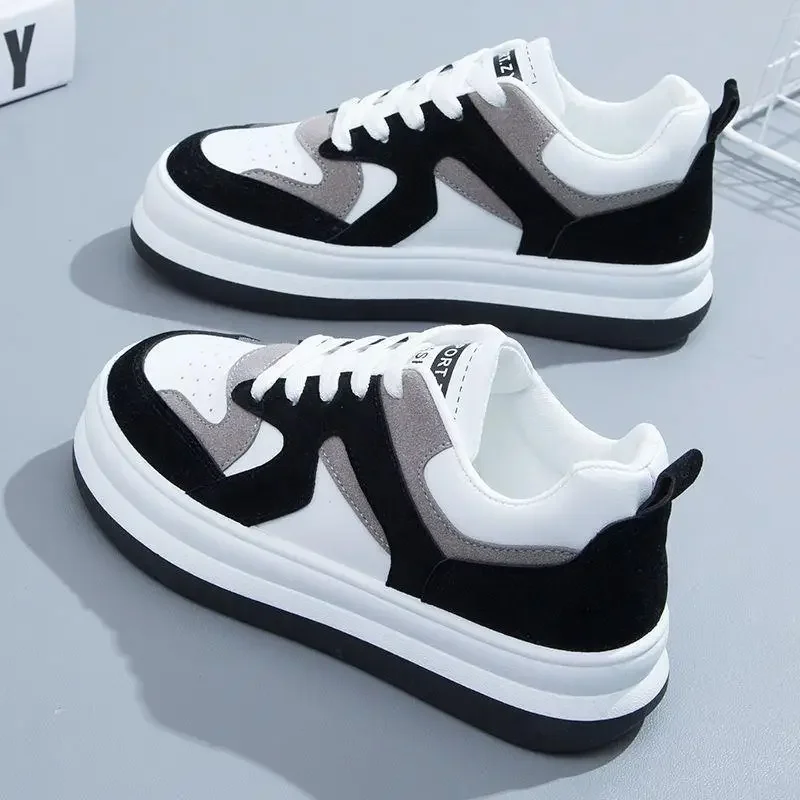 Korean Style Women's Sneakers 2025 New Spring Autumn Versatile Thick Bottom Casual Student Sports Shoes Trendy Ins Flats