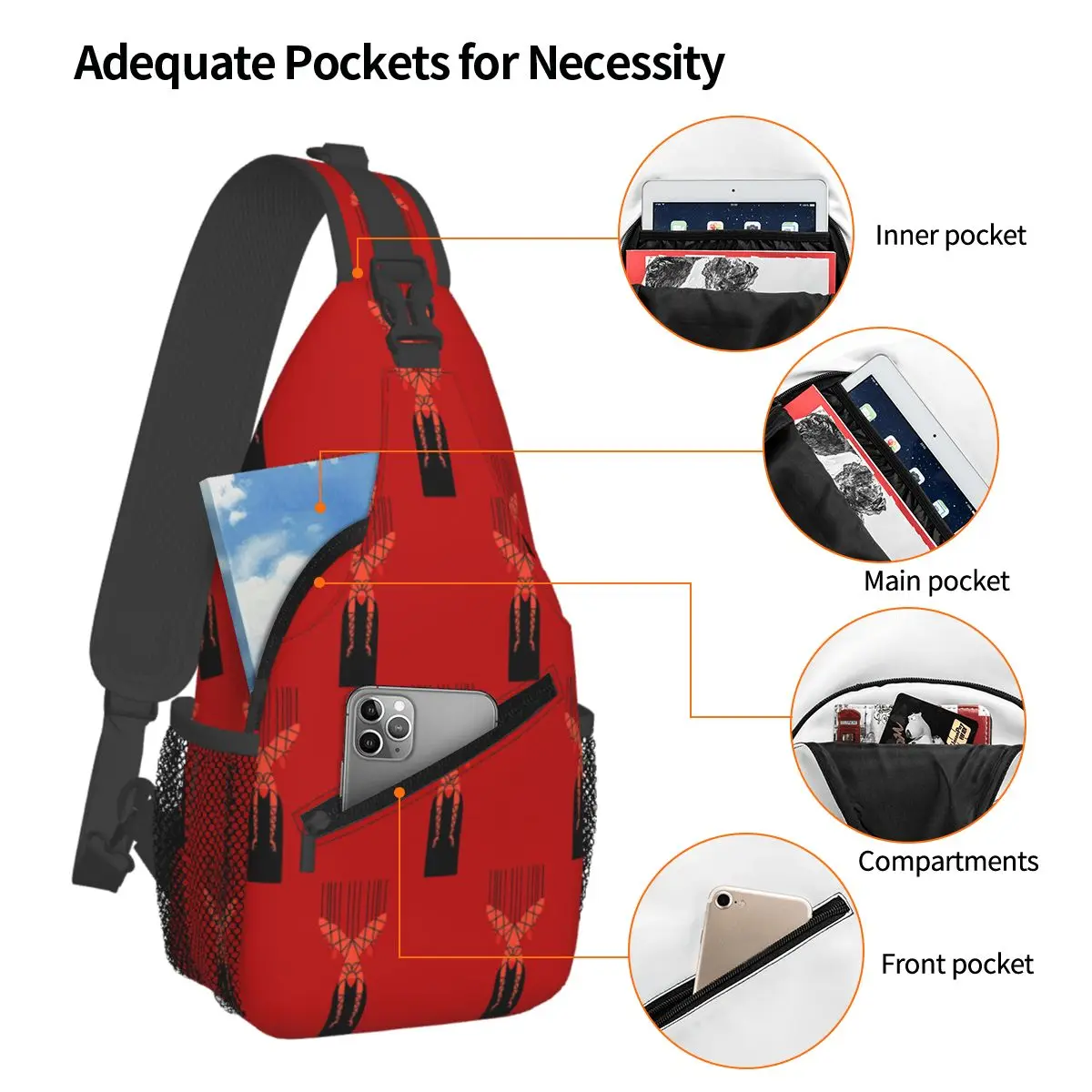 Shibari Bondage Hanging Girl Chest Bag Men Sling Crossbody Backpack Chest Bag Travel Hiking Daypack Shoulder Bag