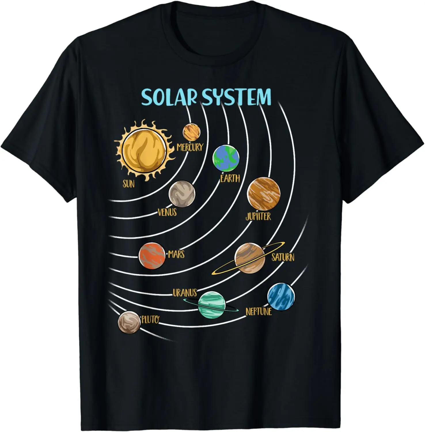 Funny Astronomy Our Solar System Science Education T-Shirt Space Lover Graphic Tee Top Outfits Short Sleeve Men Clothing