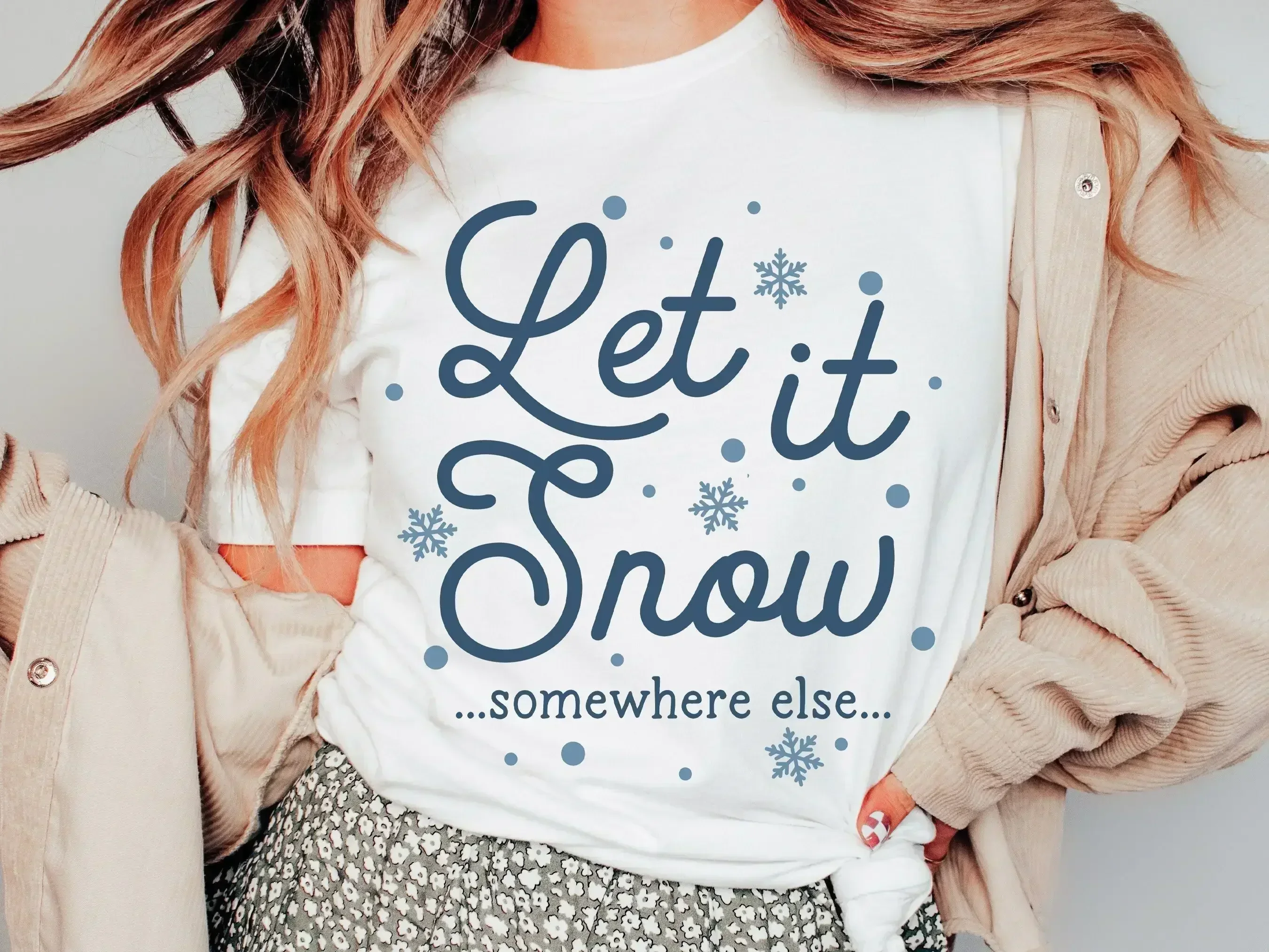 Funny Winter T Shirt Christmas Let It Snow Snowflake Sarcastic Xmas Anti For Women