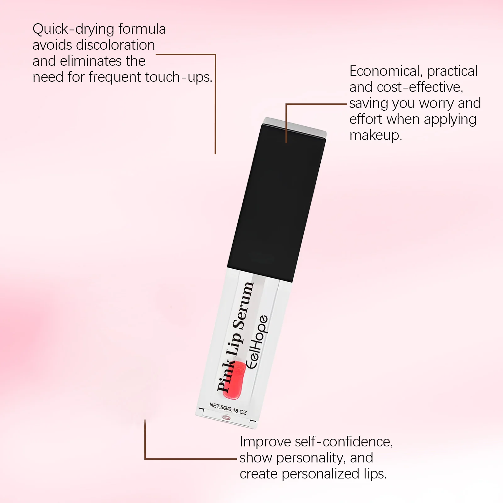 Olio per Labbra Cangiante Eelhope, Siero Labbra Rosa, Idratante a Lunga Durata, Asciugatura Rapida, Riduce le Rughe Labiali, Rimuove le Macchie Scure