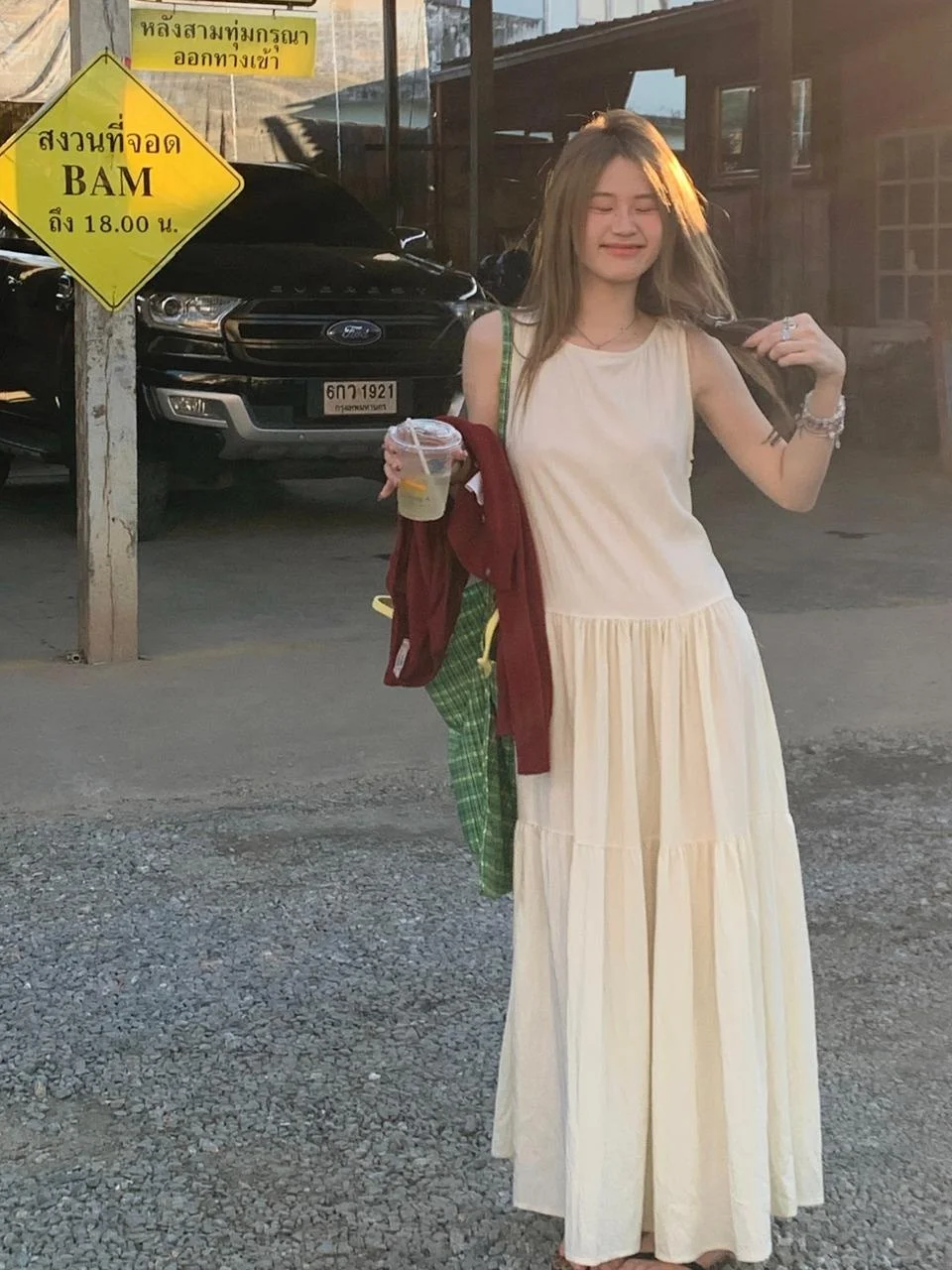 

plus Size Women's Gentle Style Sleeveless Vest Dress Summer New Slimming Versatile Design Sensation Strap Long Skirt