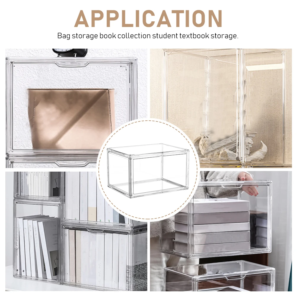 

Functional Acrylic Book Storage Box Stackable Transparent Sundries Holder Stylish Tabletop Organizer