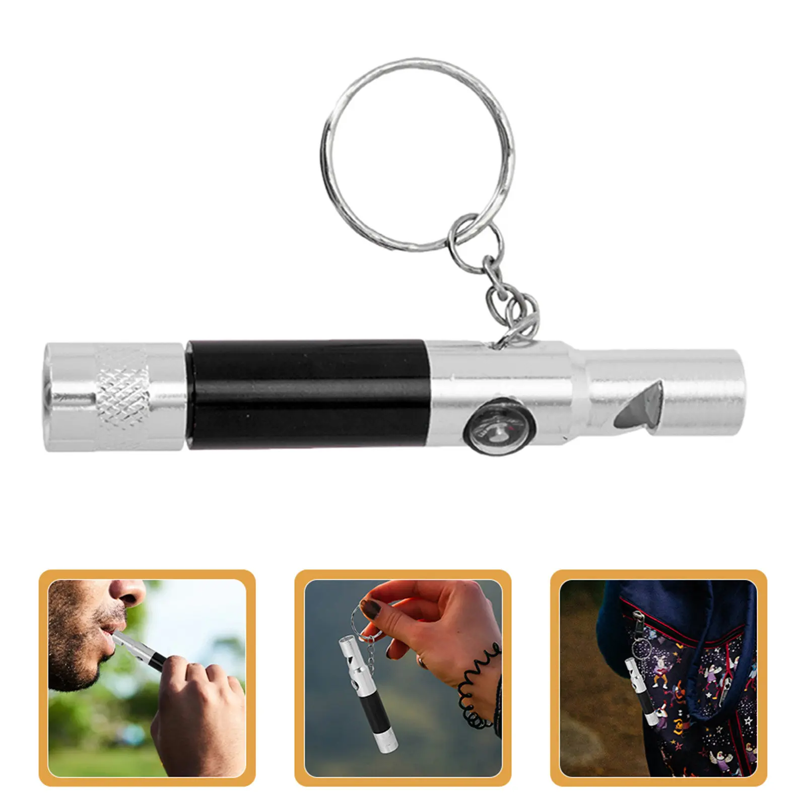 

2Pcs Whistle Compass Flashlight Multifunctional for Hiking Camping Outdoor Emergency Rescue Pocket Size Loud