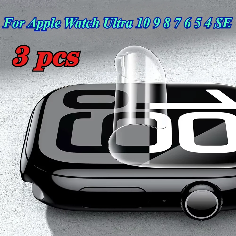 

Glass Screen Protector Film For Apple Watch Ultra 2/3 49mm 10-11 46/42mm Soft Hydrogel Film iWatch 9 8 7 6 5 SE/3 45/41/44/40mm