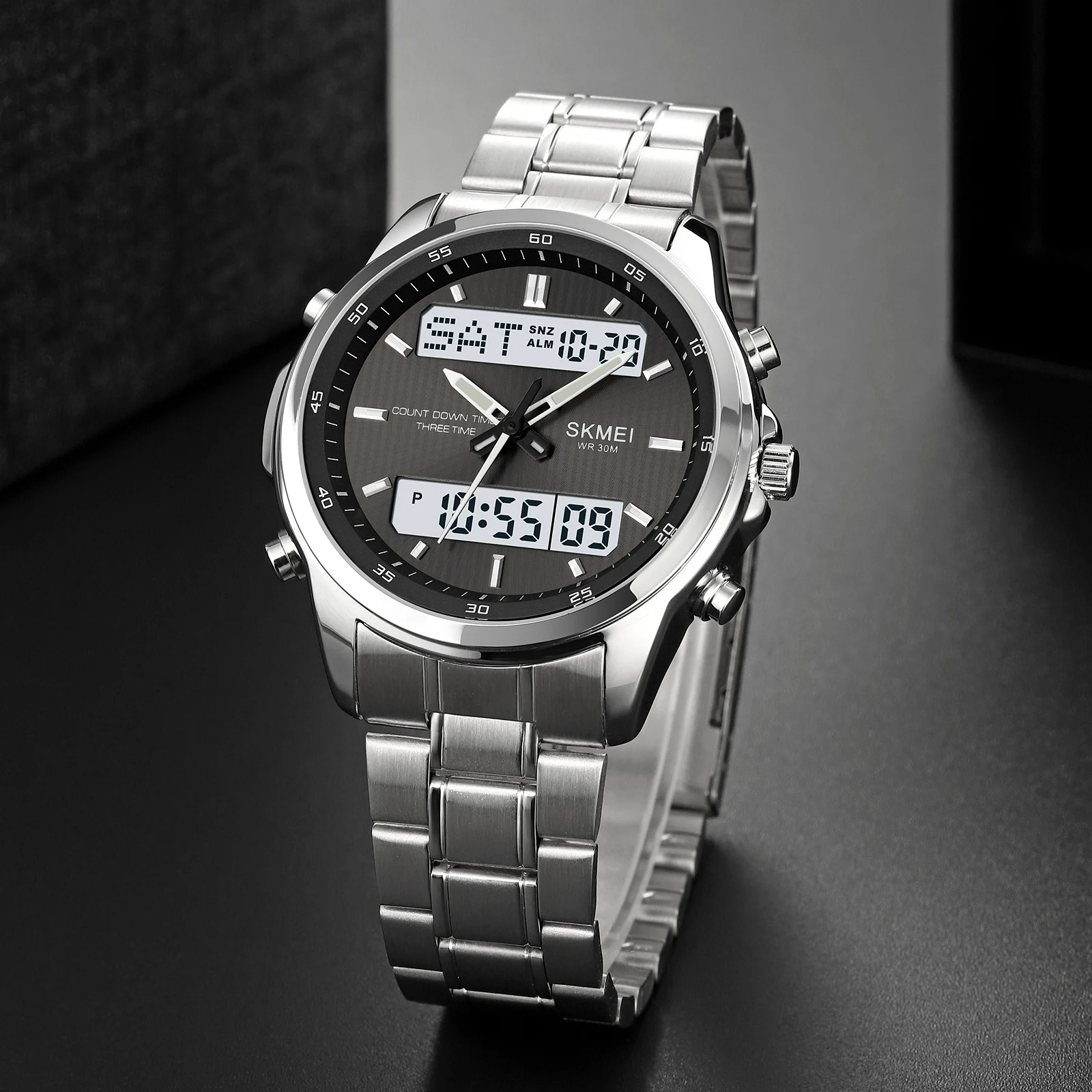 

Роскошные модные кварцевые часы, серебряный ремешок из нержавеющей стали, водонепроницаемые повседневные деловые наручные часы с календарем