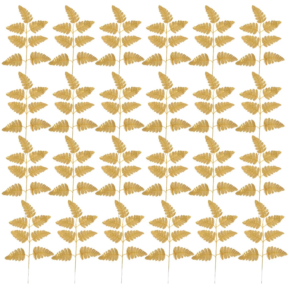 

50pcs Golden Small Leaves Fake Leaf Decor For Wedding Party Photo Background Festival Decoration Artificial Greenery