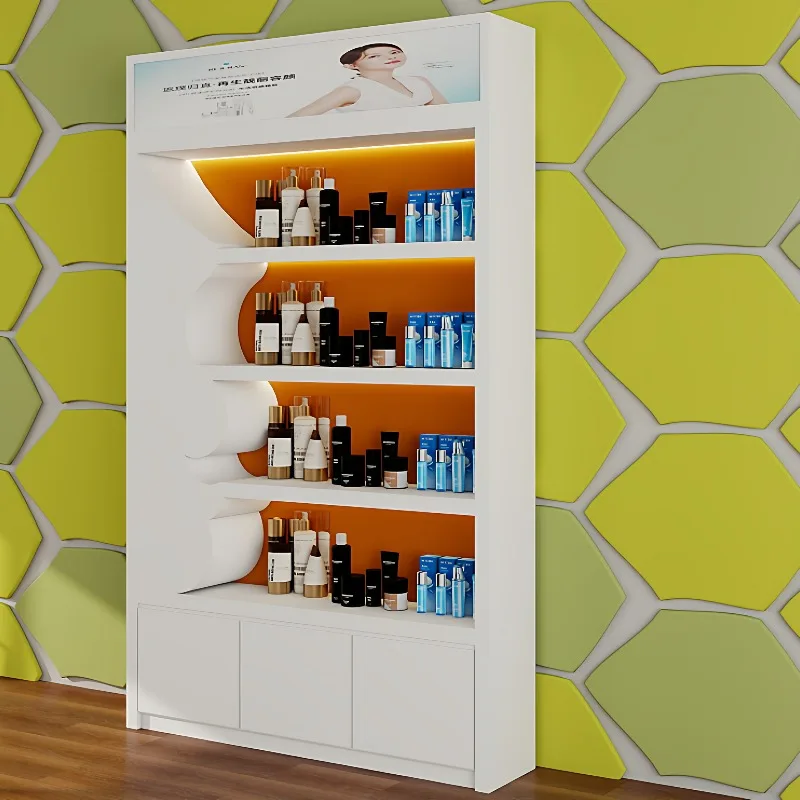 Nordic Luxury Arc-shaped Beauty Salon Display Cabinet Modern Design Cosmetics Cabinet Live Broadcast Room Office Furniture FYMC