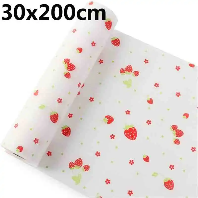 

30x200CM Strawberry Print Oil-proof Waterproof Drawer Mat Can Be Cut Kitchen Closet Placemat Shoe Pad Moisture-proof Shelf Liner