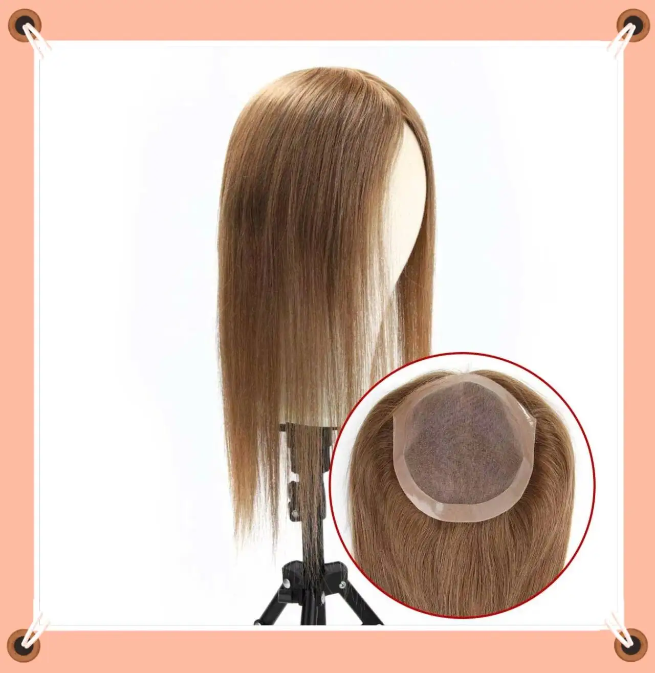 

Накладка для волос TUW25 Mono Topper из 100% натуральных человеческих волос для женщин с редеющими волосами – легко носить, естественный вид.