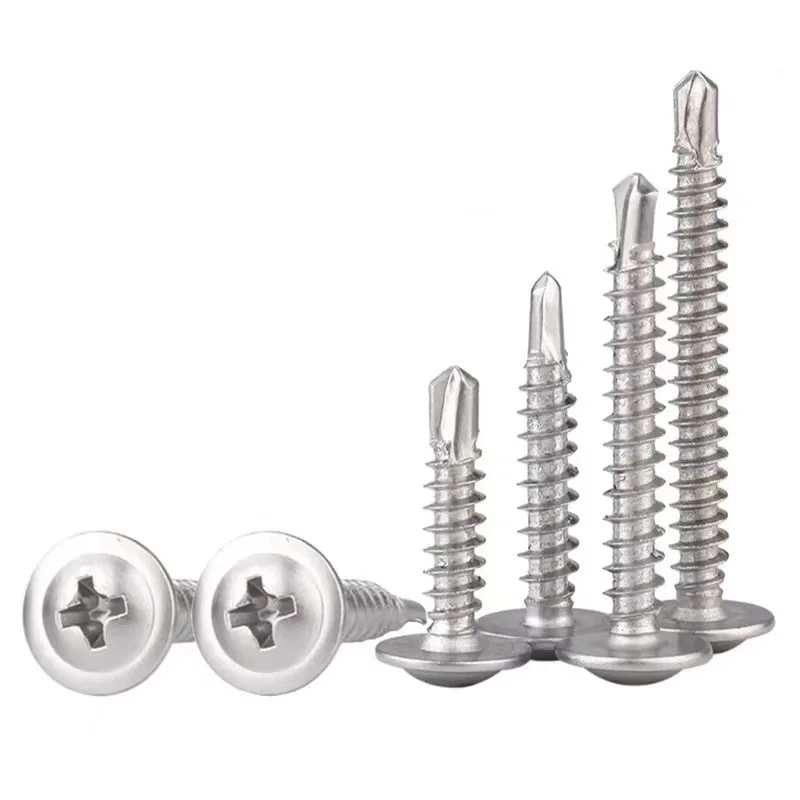 M4.2 M4.8 Truss Head Self-Tapping Screws, 304 Stainless Steel / White Zinc Plated High Strength Sheet Metal Fasteners