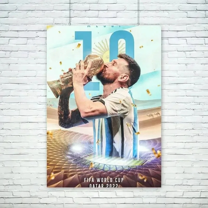 Football Star Messi C Ronaldo Poster Frameless Watercolour Painting Living Room Study Decoration Home Decor Collection Fan Gifts