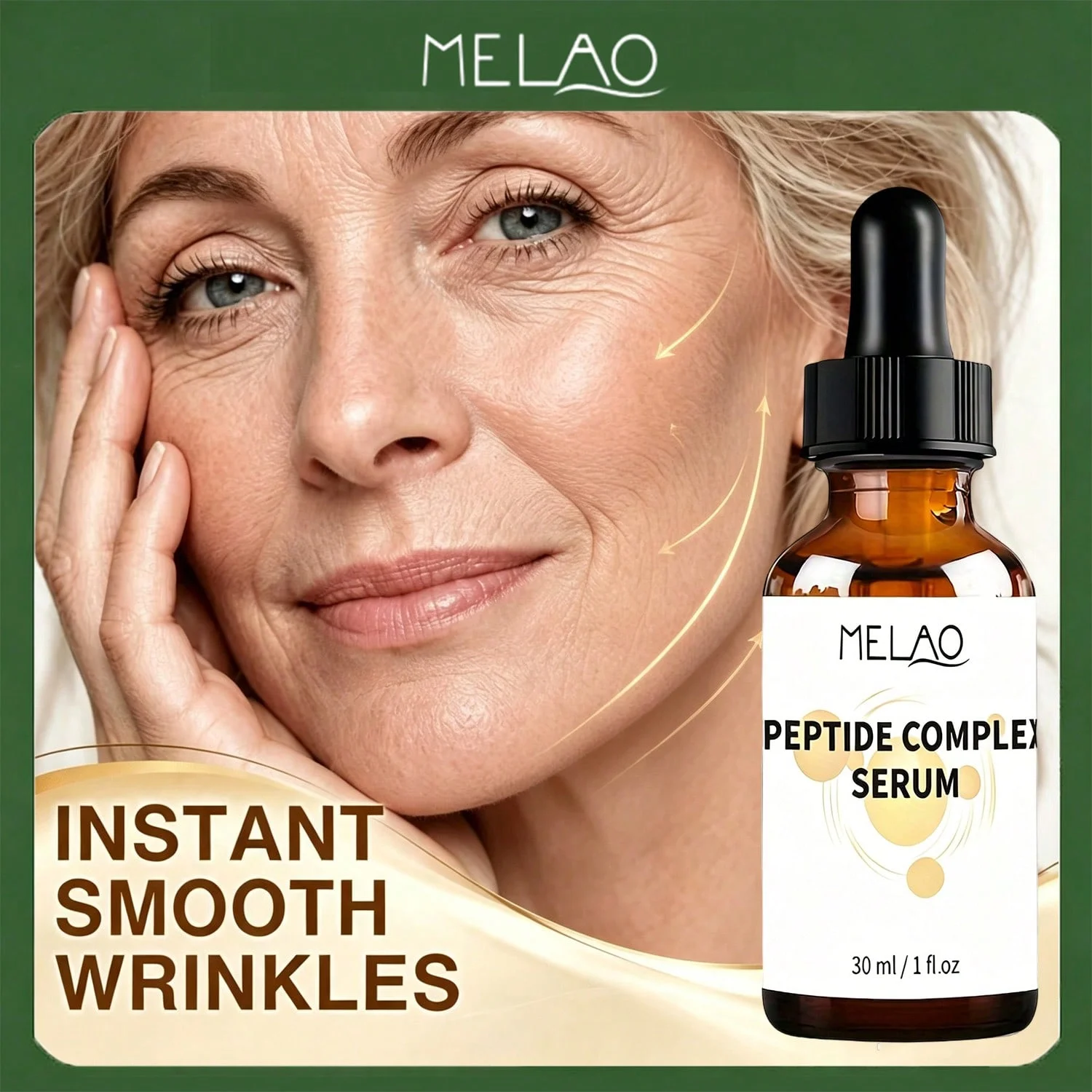 MELAO Peptide Serum for Face - Treatment with Hyaluronic Acid & Niacinamide, Boosts Collagen, Hydrates and Firms Skin