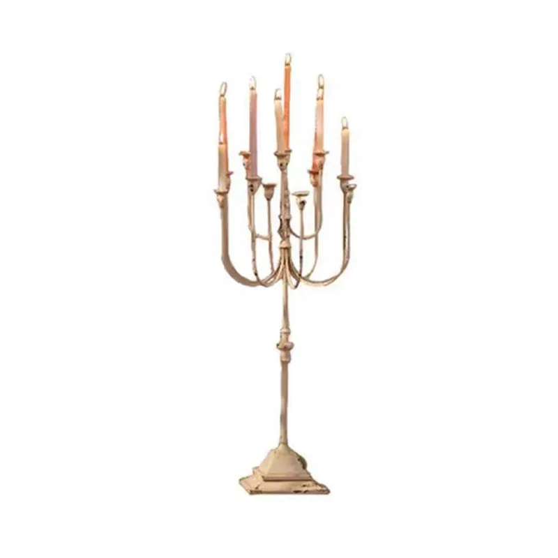 

Romantic European 12-head candlestick restaurant wedding wrought iron retro style classical dining table