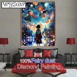 100% Fairy Dust Diamond Painting Kit Cartoon Girl Full Diamond Embroidery Gem CrossStitch AB Diamond Art Full Crystal Home Decor