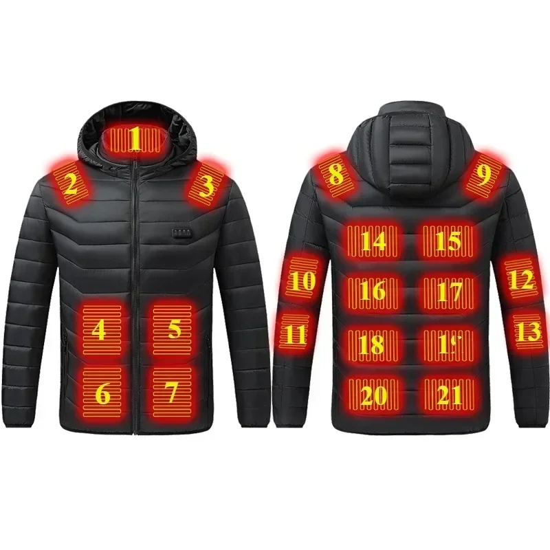 Veste chauffante intelligente USB pour homme, température contrôlable réglable, 21 zones, trempée, extérieur, chaud, multi-équipement, hiver