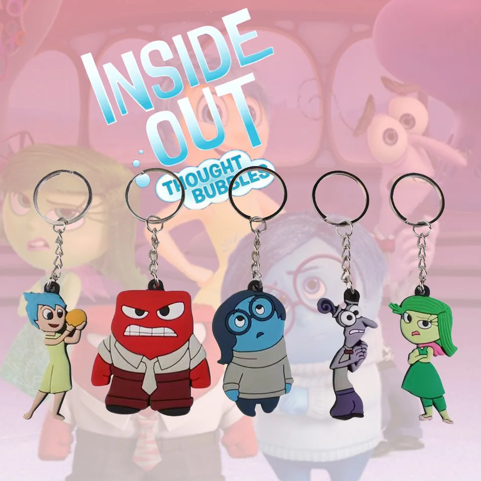 Cartoon Anime Inside Out Disney Series PVC Doll Cars Keychain Pendant for Men and Women's Universal Decorative Product Accessory