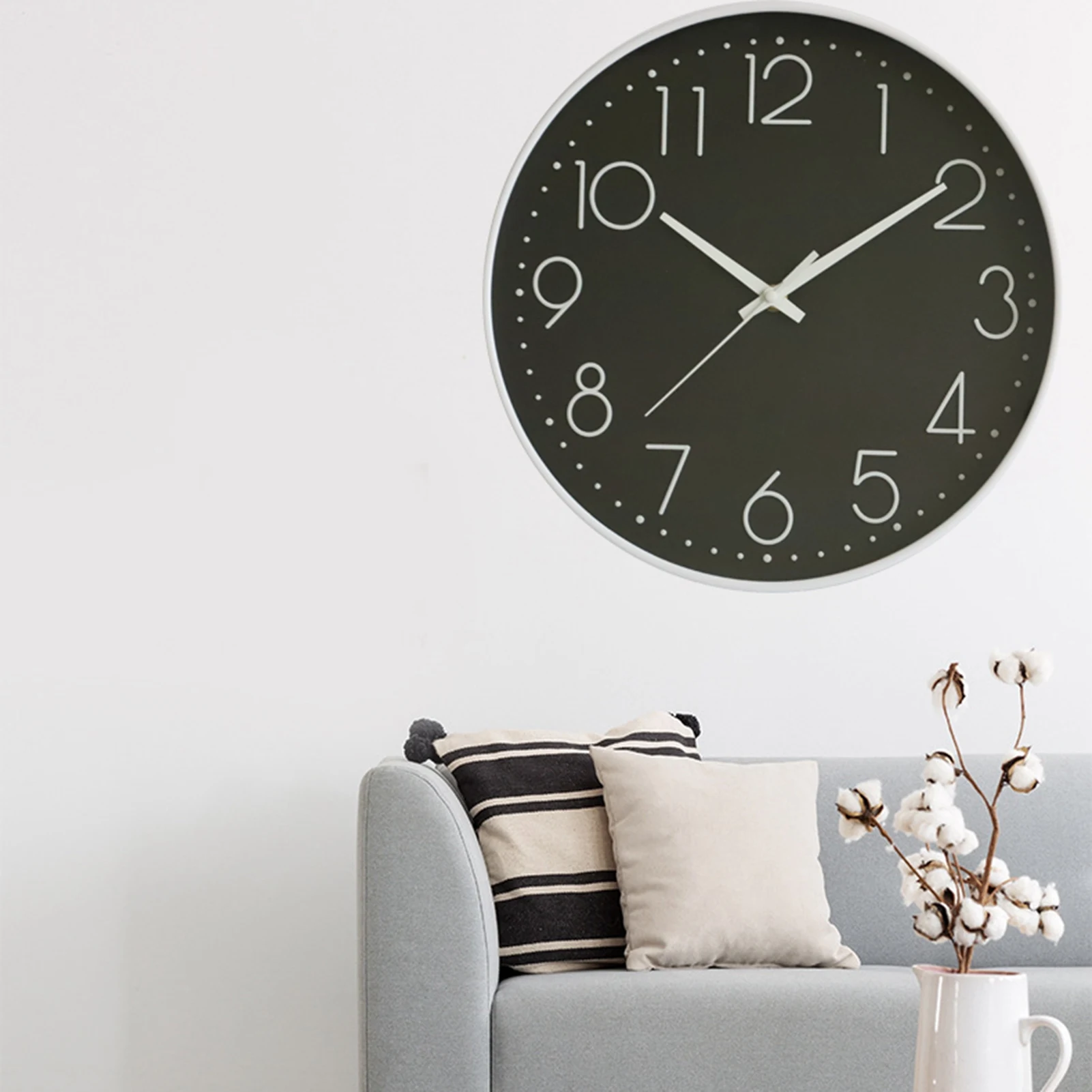 8 Inch Silent Wall Clock Non Ticking Decorative Easy To Read Round Wall Clock For Home Livingroom Black Frame White Bootom Black