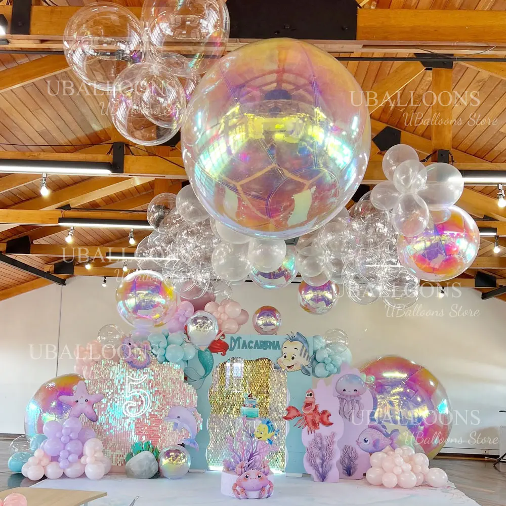 22~50 Zoll schillernde 4D-Rundballons, große riesige, schillernde Laser-Heliumfolienballons für Geburtstag, Hochzeit, Pool, Party, Dekoration – Detail 4