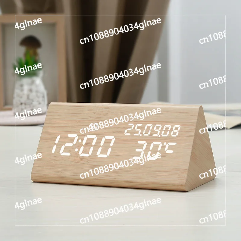 Wooden Alarm Clock LED Silent Electronic Clock