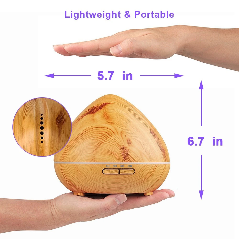 Aromadiffusor, Diffusor für ätherische Öle, Luftbefeuchter, Ultraschall, 7-farbige LED-Lampe, Nebelhersteller für Zuhause