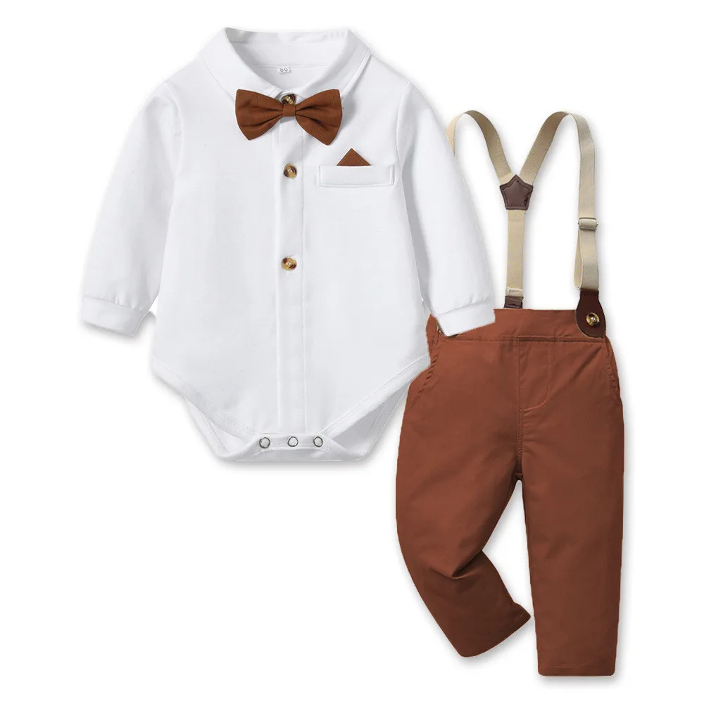 Infant Toddler Boy Spring Autumn Romper Set Soft Cotton Formal Outfit Cute Baby Boy Going Out Party Daily Wear Bodysuit